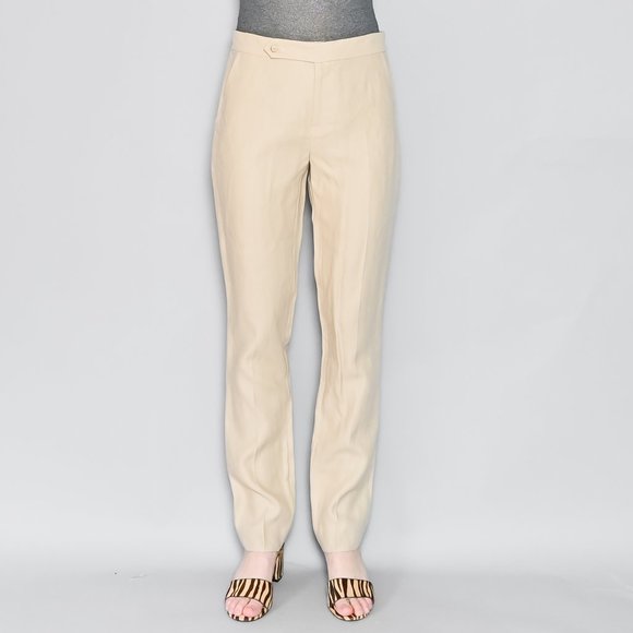 180. RALPH LAUREN COLLECTION Spring Summer 09 Khaki Straight Leg Linen Pants 31" - Picture 2 of 9